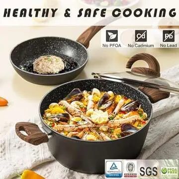 Vkoocy Ceramic Cookware Set - Non Stick, Stylish & Safe