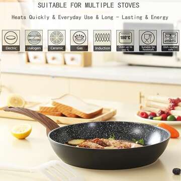 Vkoocy Ceramic Cookware Set - Non Stick, Stylish & Safe