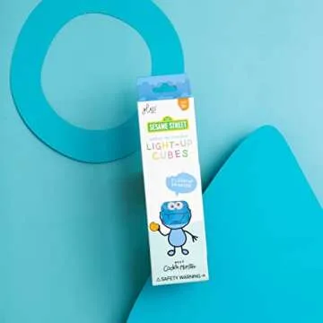 Glo Pals x Sesame Street Cookie Monster Water-Activated Bath Toy with 6 Reusable Light-Up Cubes for Sensory Play