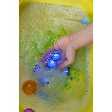 Glo Pals x Sesame Street Cookie Monster Water-Activated Bath Toy with 6 Reusable Light-Up Cubes for Sensory Play
