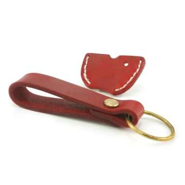 Heinmo Motorcycle Soft Leather Key Shell Case Cover Protector with Chain Rope for GTS LX LXV Sprint Primavera 50 125 250 300 GTS 300ie S (Red)