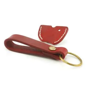 Heinmo Motorcycle Soft Leather Key Shell Case Cover Protector with Chain Rope for GTS LX LXV Sprint Primavera 50 125 250 300 GTS 300ie S (Red)