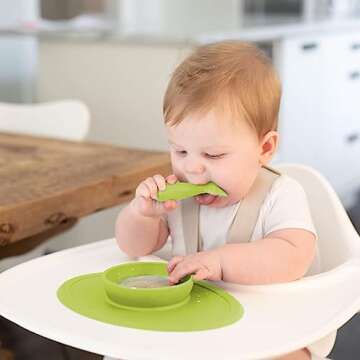 ezpz Tiny Bowl (Lime) - Silicone Baby Bowl with Suction for 6 Months + - Built-in Placemat - First F...
