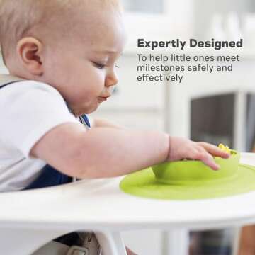 ezpz Tiny Bowl (Lime) - Silicone Baby Bowl with Suction for 6 Months + - Built-in Placemat - First Foods + Baby Led Weaning - Fits on All Highchair Trays - Suction Bowls for Baby