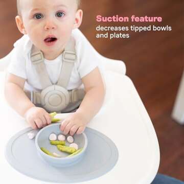 ezpz Tiny Bowl (Lime) - Silicone Baby Bowl with Suction for 6 Months + - Built-in Placemat - First Foods + Baby Led Weaning - Fits on All Highchair Trays - Suction Bowls for Baby
