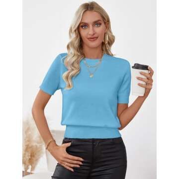 Libsorge Womens Lightweight Short Sleeve Sweaters Spring Summer 2025 Clothing Trendy Business Casual...