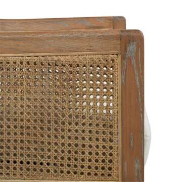 Jennifer Taylor Home Ontario 24.5" Oak & Rattan Upholstered Accent Arm Chair