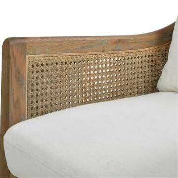 Jennifer Taylor Home Ontario 24.5" Oak & Rattan Upholstered Accent Arm Chair