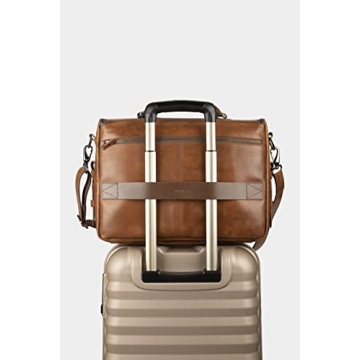 VELEZ Brown Full Grain Leather Messenger Bag for Men and Women - 15 inch Leather Briefcase for Men - Vintage Shoulder Business Crossbody Travel Work Leather Laptop Bag