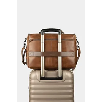 VELEZ Brown Full Grain Leather Messenger Bag for Men and Women - 15 inch Leather Briefcase for Men - Vintage Shoulder Business Crossbody Travel Work Leather Laptop Bag