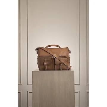 VELEZ Brown Full Grain Leather Messenger Bag for Men and Women - 15 inch Leather Briefcase for Men - Vintage Shoulder Business Crossbody Travel Work Leather Laptop Bag