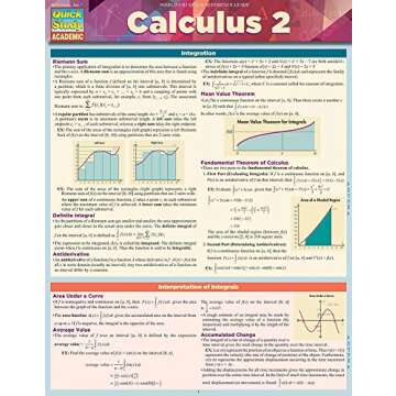 Calculus 2 QuickStudy Laminated Reference Guide for Students
