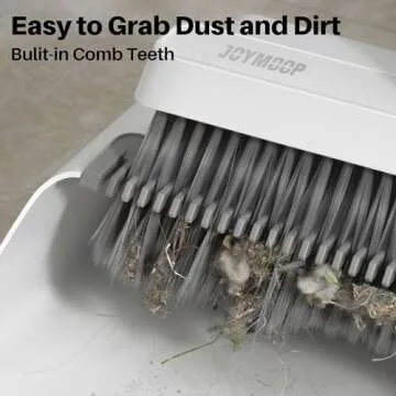 JOYMOOP Broom and Dustpan Set, Upright Standing Brooms for Sweeping Indoor, Light Weight Stainless Steel can be Hung on The Wall, Suitable for Pet Hair, Carpet, Floor