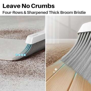 JOYMOOP Broom and Dustpan Set, Upright Standing Brooms for Sweeping Indoor, Light Weight Stainless Steel can be Hung on The Wall, Suitable for Pet Hair, Carpet, Floor