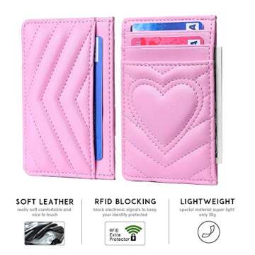 AUNER LEATHER Teen Girl Gifts Trendy Stuff, Birthday Gift for 12 13 14 15 16 17 18 Year Old Teenage Girls, Pink Cute Heart Ideas for Daughter Girlfriend Sister College Young Women Card Holder Wallet