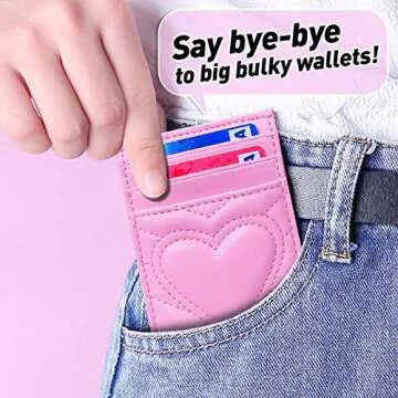 AUNER LEATHER Teen Girl Gifts Trendy Stuff, Birthday Gift for 12 13 14 15 16 17 18 Year Old Teenage Girls, Pink Cute Heart Ideas for Daughter Girlfriend Sister College Young Women Card Holder Wallet