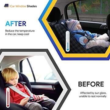 GOLDFLOWER Car Window Shade, 2 Pack Car Back Window Sun Shade, and Privacy Protect for Toddler Kids Baby Adult, Double Layer Design (Medium 39"x19")