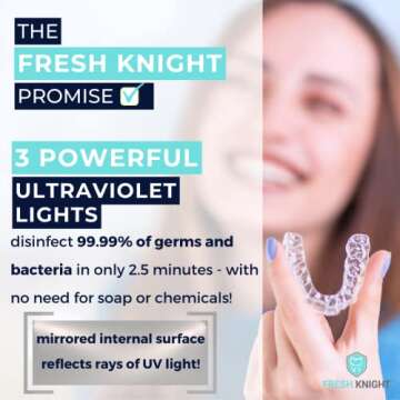 UV Retainer Case | UVC Retainer Cleaner, Disinfects Cleans and Removes Odors, Mouth Guard Case, Comp...