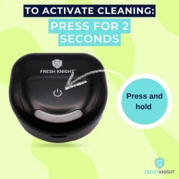 UV Retainer Case | UVC Retainer Cleaner, Disinfects Cleans and Removes Odors, Mouth Guard Case, Compatible for Invisalign Case, Retainer Cases | Fresh Case Fresh Knight (Black-UV)