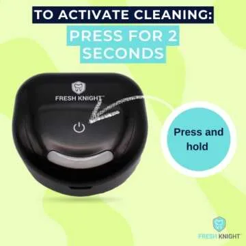 UV Retainer Case | UVC Retainer Cleaner, Disinfects Cleans and Removes Odors, Mouth Guard Case, Compatible for Invisalign Case, Retainer Cases | Fresh Case Fresh Knight (Black-UV)
