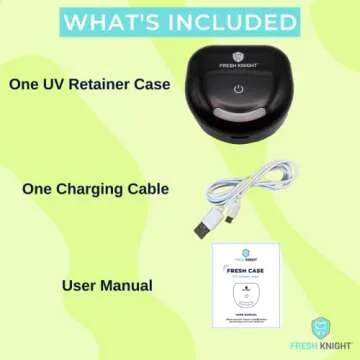 UV Retainer Case | UVC Retainer Cleaner, Disinfects Cleans and Removes Odors, Mouth Guard Case, Compatible for Invisalign Case, Retainer Cases | Fresh Case Fresh Knight (Black-UV)