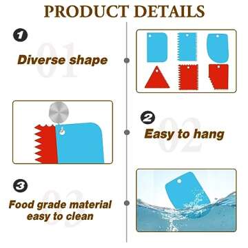 6 Pcs Plastic Cake Scraper Set for Baking & Decorating