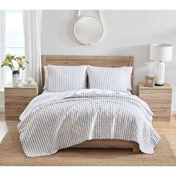 Stone Cottage - King Quilt Set, Reversible Cotton Bedding with Matching Shams, Lightweight Home Deco...
