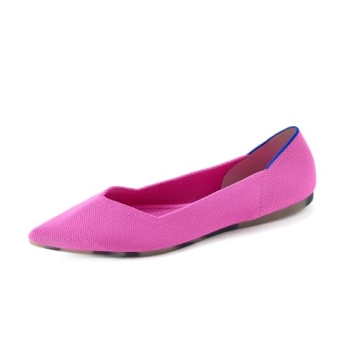 Rothy's The Point Women's Slip-On Shoes, Pointed-Toe Flats, Dragon Fruit Fuchsia Pink, Made from Rec...