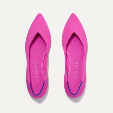 Rothy's The Point Women's Slip-On Shoes, Pointed-Toe Flats, Dragon Fruit Fuchsia Pink, Made from Recycled Plastic Bottles & Machine Washable, Size 8.5