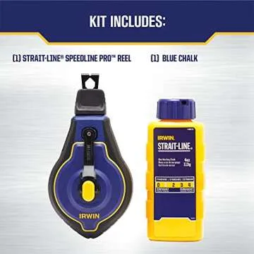 IRWIN Tools STRAIT-LINE Chalk Line, Speedline Pro Reel, Blue, 100 ft. (IWHT48443BC)