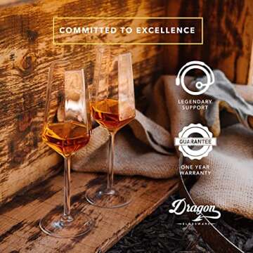 Dragon Glassware Champagne Flutes Glass - 8 oz Clear Diamond Shaped Champagne Glasses Set of 2 - Mimosa and Cocktail Drinkware - Unique Gift Idea