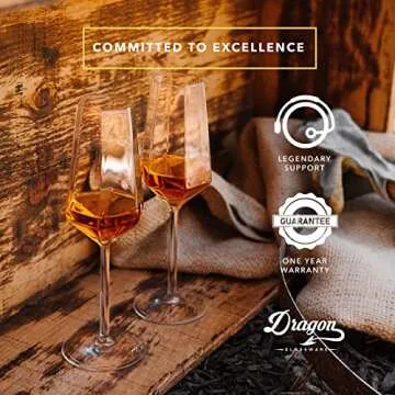 Dragon Glassware Champagne Flutes Glass - 8 oz Clear Diamond Shaped Champagne Glasses Set of 2 - Mimosa and Cocktail Drinkware - Unique Gift Idea