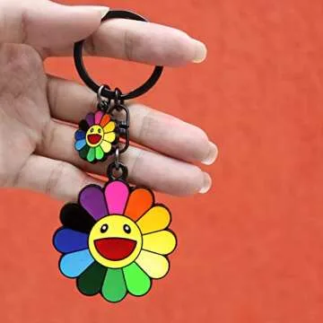 TOOLIN Keychain,Cute keychain,Car key chain,Smile Flower Bag Charms Accessories for women and girl