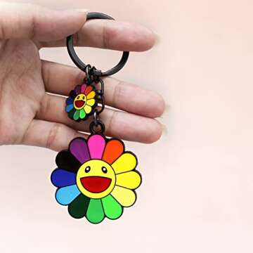 TOOLIN Keychain,Cute keychain,Car key chain,Smile Flower Bag Charms Accessories for women and girl