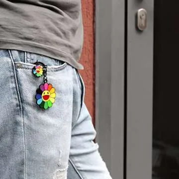 TOOLIN Keychain,Cute keychain,Car key chain,Smile Flower Bag Charms Accessories for women and girl