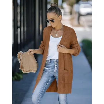 Stylish MEROKEETY Fall Open Front Knit Sweater for Women