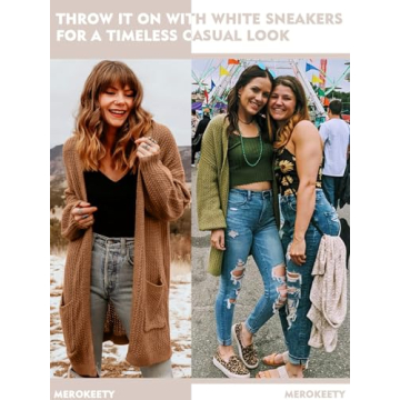 Stylish MEROKEETY Fall Open Front Knit Sweater for Women