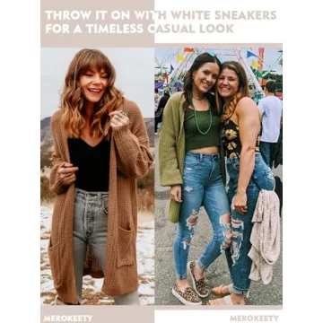 Stylish MEROKEETY Fall Open Front Knit Sweater for Women