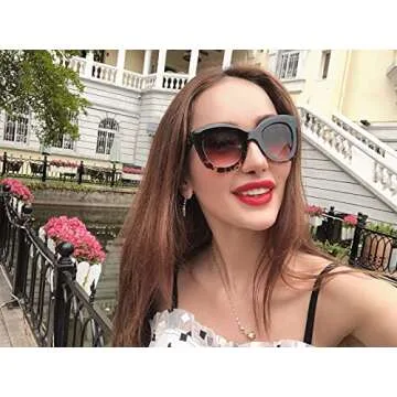Stylish FEISEDY Retro Oversized Square Horn Sunglasses