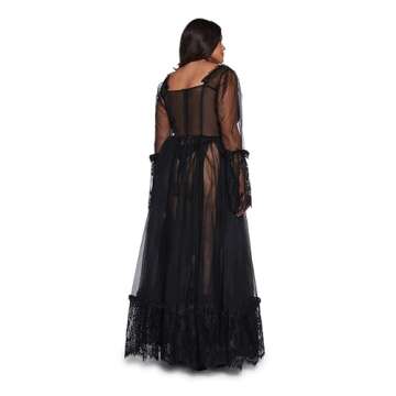Dolls Kill Dance with Death Sleeveless Maxi Dress by Widow – Gothic Style with Sheer Mesh, Lace Tr...