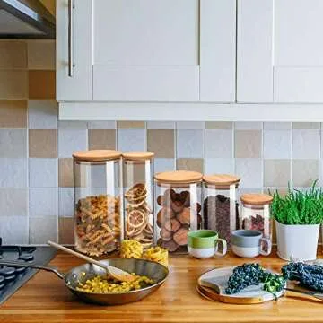 IDEALUX Glass Storage Jar Set - Airtight Food Preservation