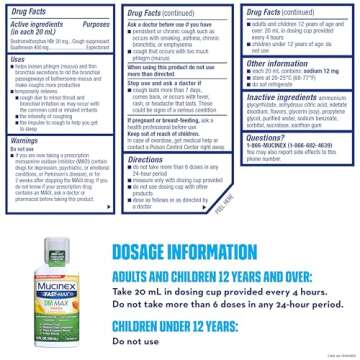Mucinex Fast-Max Maximum Strength DM MAX, Symptom Relief, Cough Suppressant and Expectorant, Honey &...