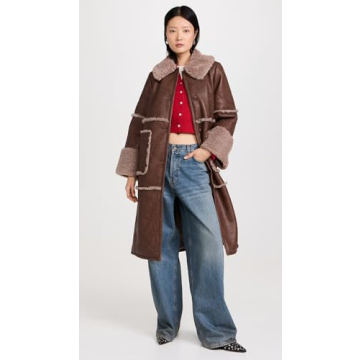 BAUM UND PFERDGARTEN Dafne Coat Brown Faux Leather Sherpa