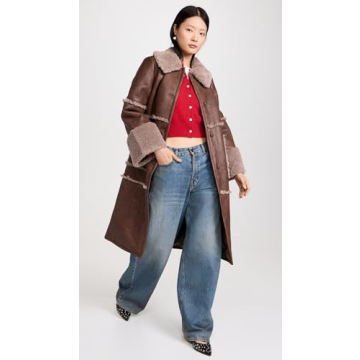 BAUM UND PFERDGARTEN Dafne Coat Brown Faux Leather Sherpa