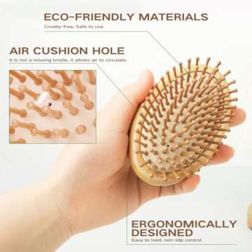 Combetter Natural Bamboo Hair Brush - Handleless, Eco-Friendly Detangling