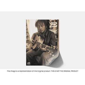 Bob Marley Playing Guitar Music Poster Print, 24x36