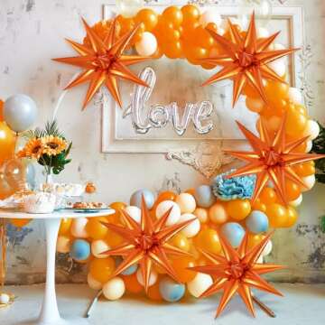 60 Pcs Orange Starburst Balloons for Party Decorations