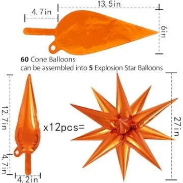 60 Pcs Orange Starburst Balloons for Party Decorations