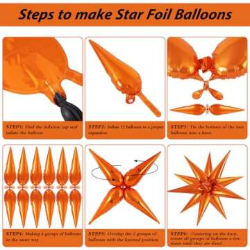 60 Pcs Orange Starburst Balloons for Party Decorations