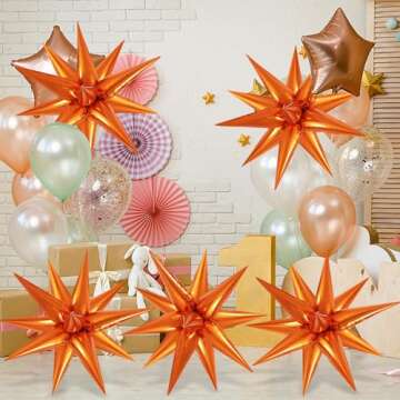 60 Pcs Orange Starburst Balloons for Party Decorations